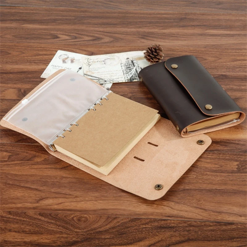 Retro A6 Notebooks Leather Paper Notebook Agenda Diary Journal Office School Supplies Gift