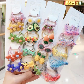 

10 pcs/set girl cartoon rubber band elastic headband hair rope ponytail decoration head rope headdress