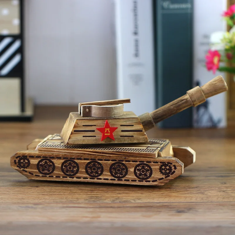 

Cloud And Wooden Toys Factory Model Military Model CHILDREN'S Toy Bayi Tank Wood Crafts Ornament