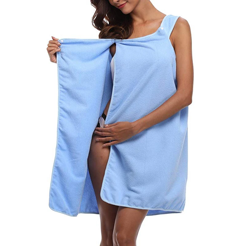 Wearable Bath Towel Women Soft Wrap Towel Robe Swim Spa Robes