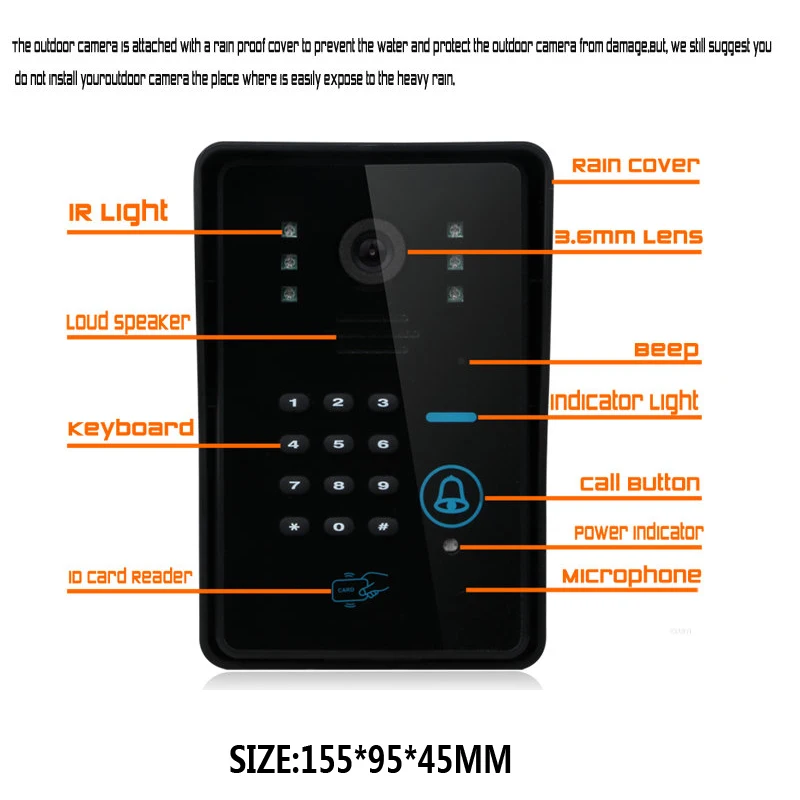 " RFID пароль видеодомофон домофон дверной звонок с IR-CUT камерой 1000TV линия без-Электрический ударный дверной замок