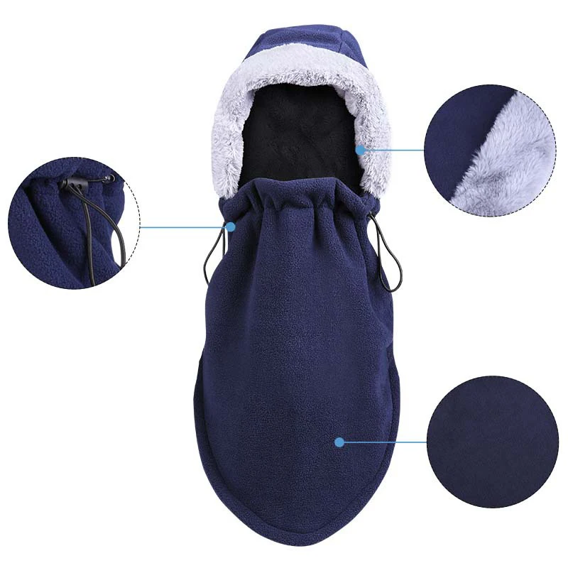 Winter Full Face Mask Warm Windproof Cycling Thermal Fleece Mask Hood Neck Scarf Men Women Headgear for Outdoor Ski Bike Riding