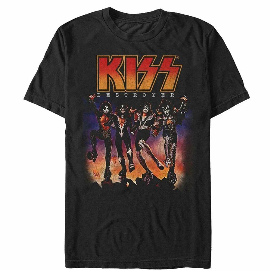 Оригинальная футболка с логотипом и надписью KISS Band S-3XL Повседневная хлопковая