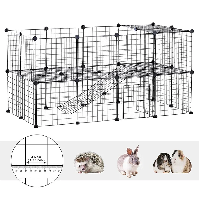 36PCS Iron Mesh Small Animal Cage DIY Kennel Fence Running Play Pen Pet Playpen Cat Rabbits Guinea Hamster Crate House Barrier 2
