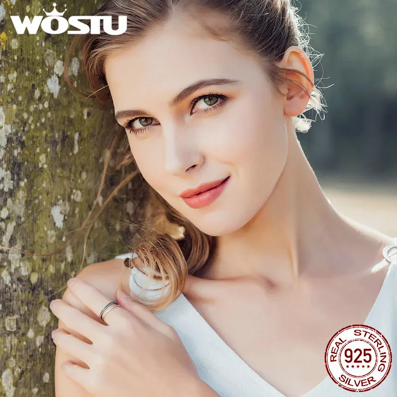 WOSTU, лидер продаж, настоящее 925 пробы, серебряное, синее, движение, кольца на палец для женщин, серебряное, модное ювелирное изделие, подарок FIR293