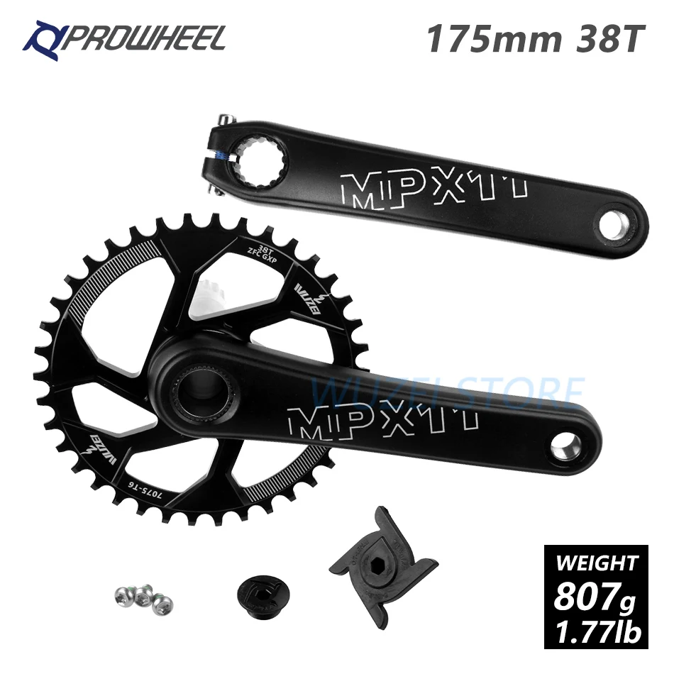 PROWHEEL MPX11 Кривошип горного велосипеда цепное колесо 170/175 мм/30/32/34/36/38 T звезды MTB велосипед диаметра окружности болтов для SRAM GXP XX1 X9 модными принтами XO X01 - Цвет: 175mm Black 38T