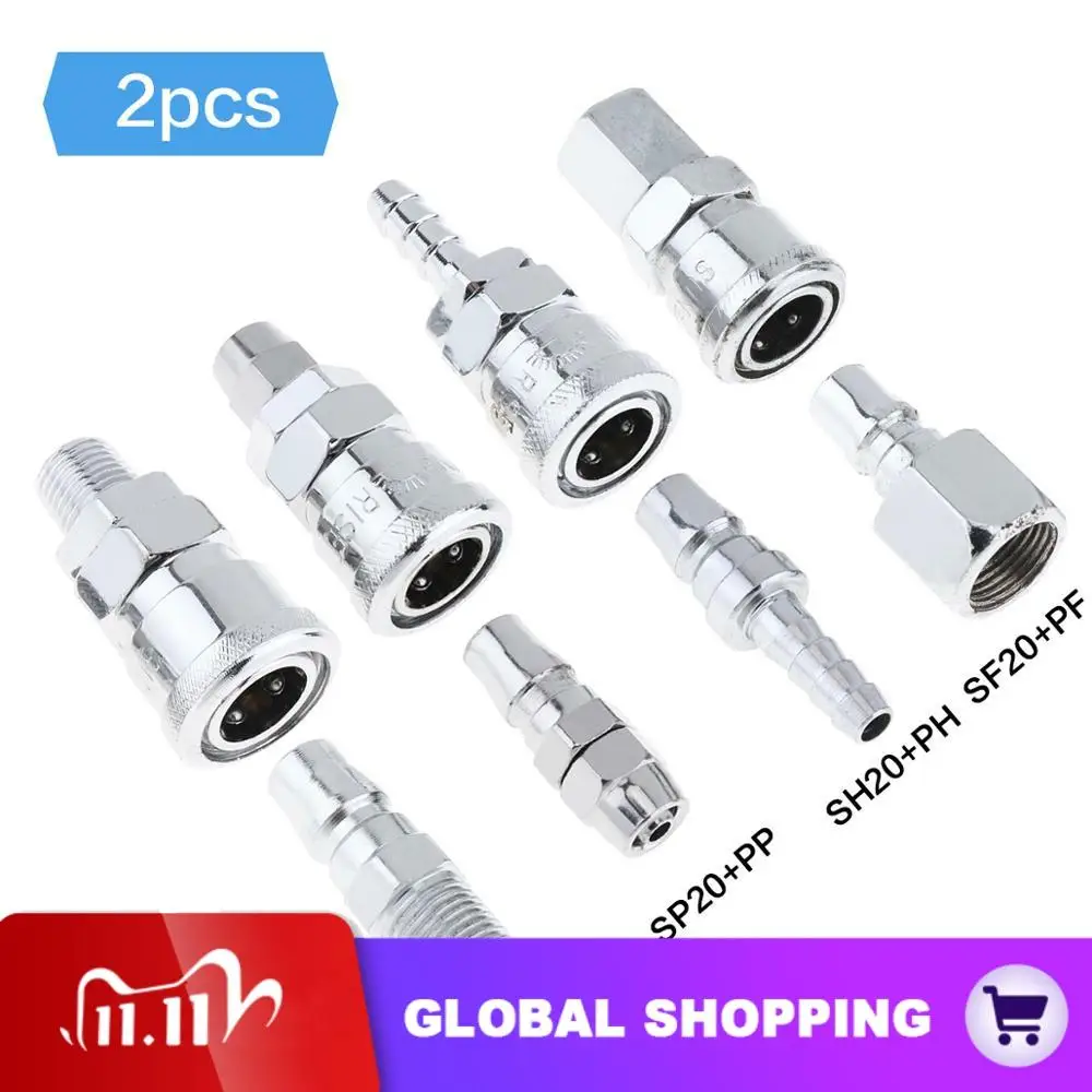 

2pcs/lot Pneumatic Fitting Quick Connector Coupler High Pressure Connector for Air Compressor SP20-PP SF20-PF SH20-PH SM20-PM