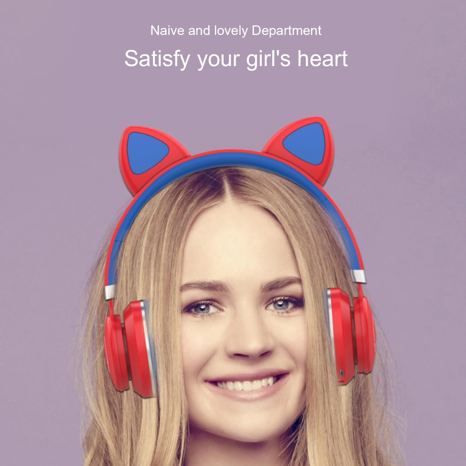LED Cat Ear Earphone Earpiece Headphone Noise Cancelling Young People Kids LED Cat LED Noise Reduction Over The Ear Headphones