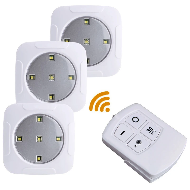 

LED Remote Control Night Light 30min Timing Dimmable Bedside Cabinet Cabinet Corridor Bedroom Lighting 3 pcs