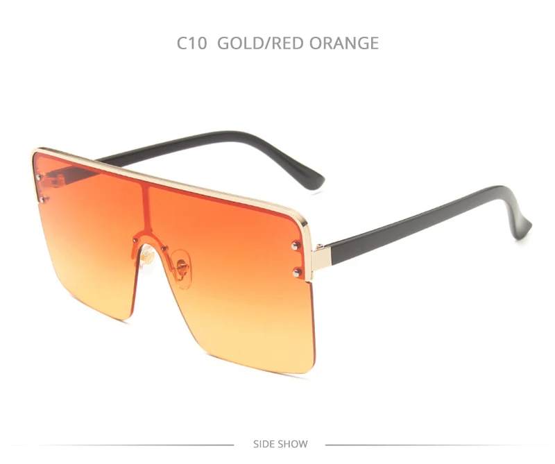 Mode Übergroßen Quadratischen Sonnenbrille Frauen Vintage Flache Top Sonnenbrille Weibliche Luxus Regenbogen Farbe Damen Sommer Urlaub Shades – Detail 15