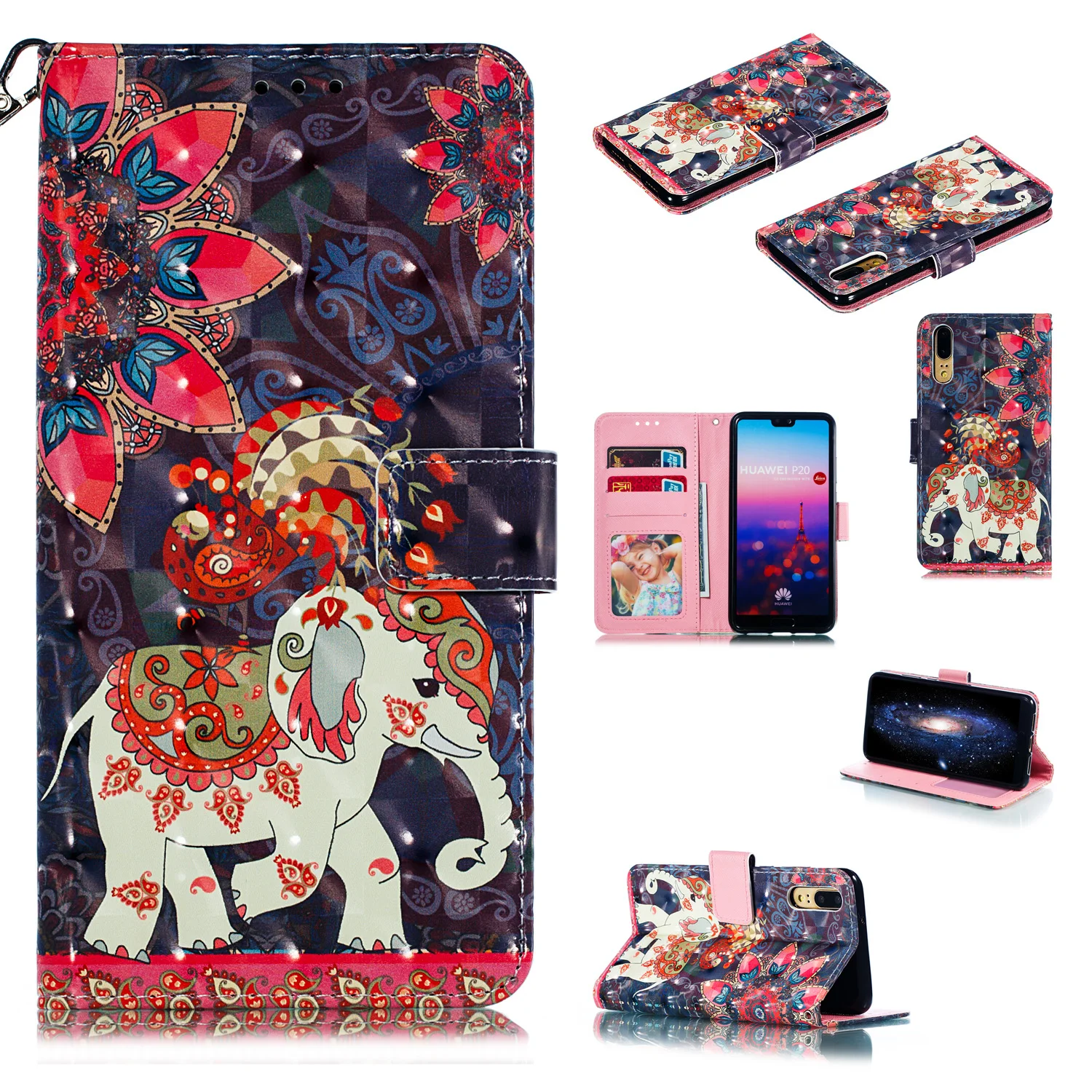 3D кошелек чехол для huawei p20 lite nova3e P20pro P20plus pu кожаный флип-чехол для телефона mate 20 lite mate 20 pro mate 20X чехол