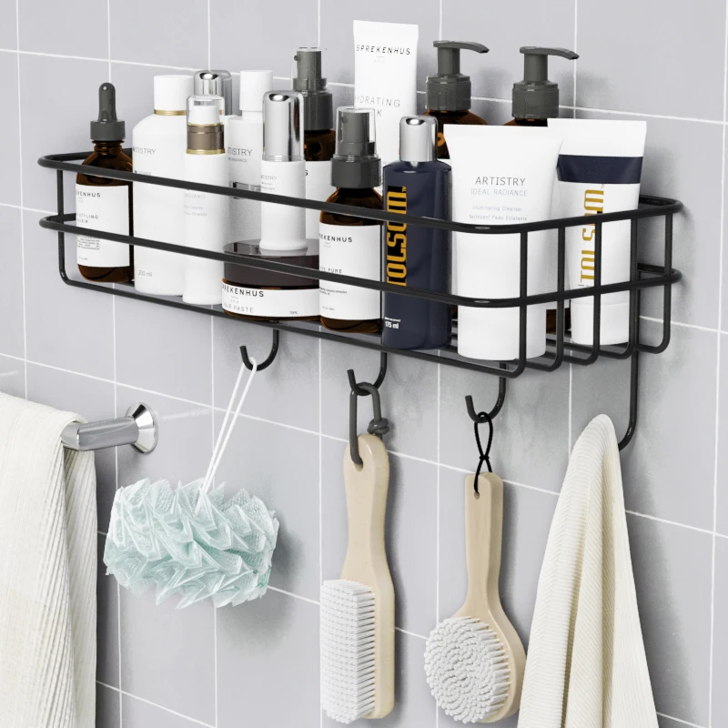 Wall Mounted Bathroom Shelves Floating Shelf Shower Hanging Basket Shampoo Holder WC Accessories Kitchen Seasoning Storage Rack Bathroom Shelf Bathroom Shelf Rack Bathroom Storage Rack Wall Shelf Organizer