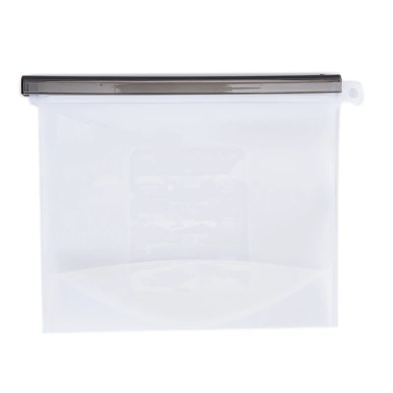 Прозрачный 1pcs Silicone Bag 1000ml Storage Bag Refrigerator Fresh Bags Organization Reusable Silicone Food Bag Zero Waste Ziplock Food - Цвет: Прозрачный