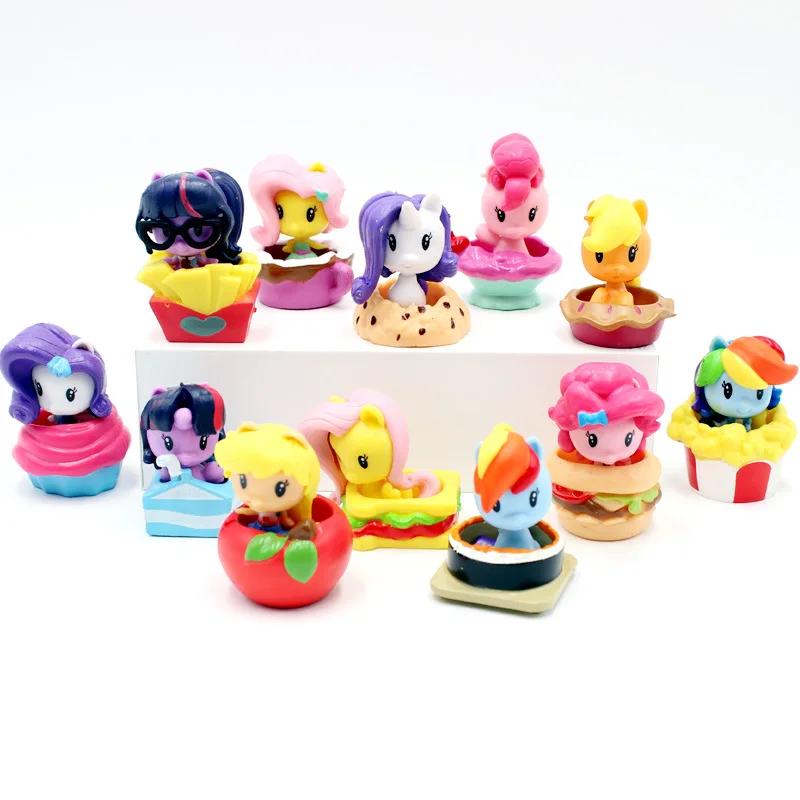 12 шт. игрушки My Little Pony 5-7 см мини кукла Волшебная дружба Радуга тире сумеречные сверкающие девушки подарок на день рождения Apple Jack 09