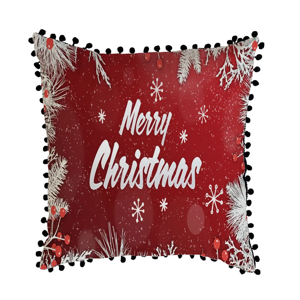 Наволочка для подушки с милым принтом Санта Клауса и снежинки, чехол для подушки с шариком для волос, праздничный домашний декор, анимированные cojines almofadas