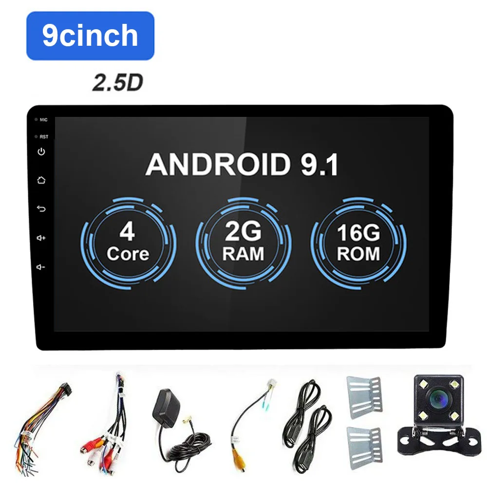 " /10,1" Android 9,1 2Din Универсальное автомобильное радио gps навигация аудио стерео MP5 плеер Bluetooth Wifi USB с задней камерой - Цвет: 9inch 2 16G cam