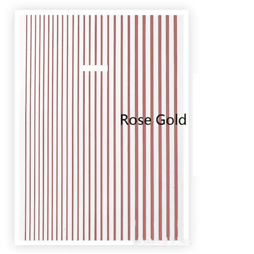 Rose gold 1 шт. полоски для ногтей стикер s черный/золотой/розовое золото/серебро металлическая лента клей для накладных ногтей DIY фольги Типсы, наклейки на ногти наклейки NK11 - Цвет: Rose gold