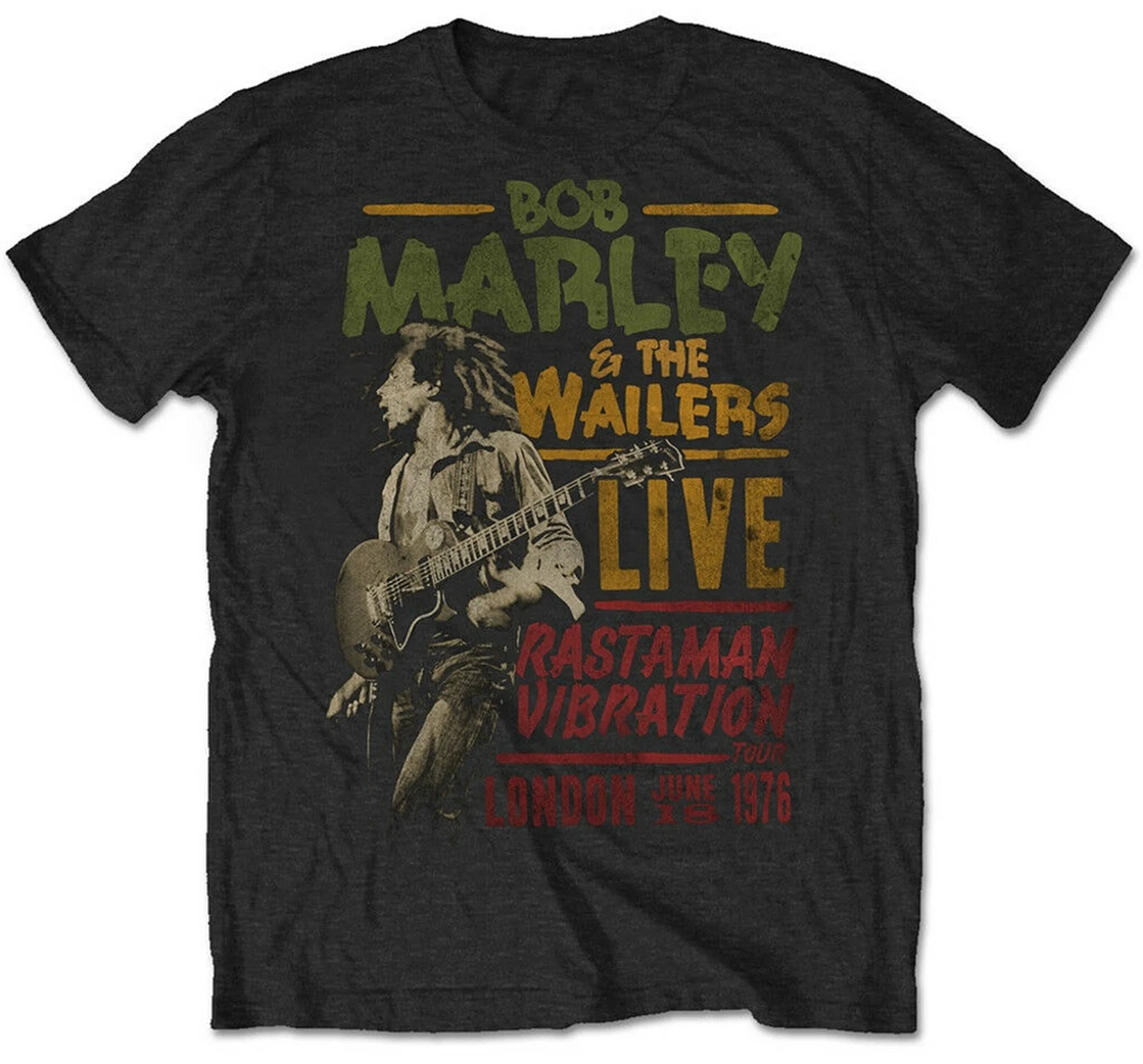 Футболка для фитнеса размера плюс Bob Marley 'Rastaman Vibration Tour 197' | Мужская одежда