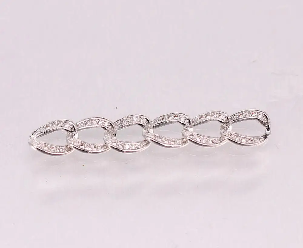 Dark Silver Plated 5 шт. металл медь микро Pave CZ звенья цепи разъем для DIY ювелирных изделий - Цвет: Dark Silver Plated