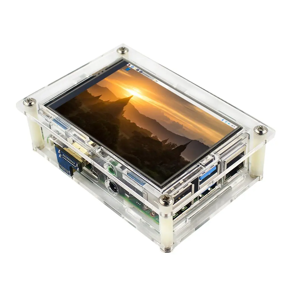 Для Raspberry Pi 4 Модель B акриловый чехол прозрачный корпус для 3,5 дюймов HDMI сенсорный экран корпус дисплея