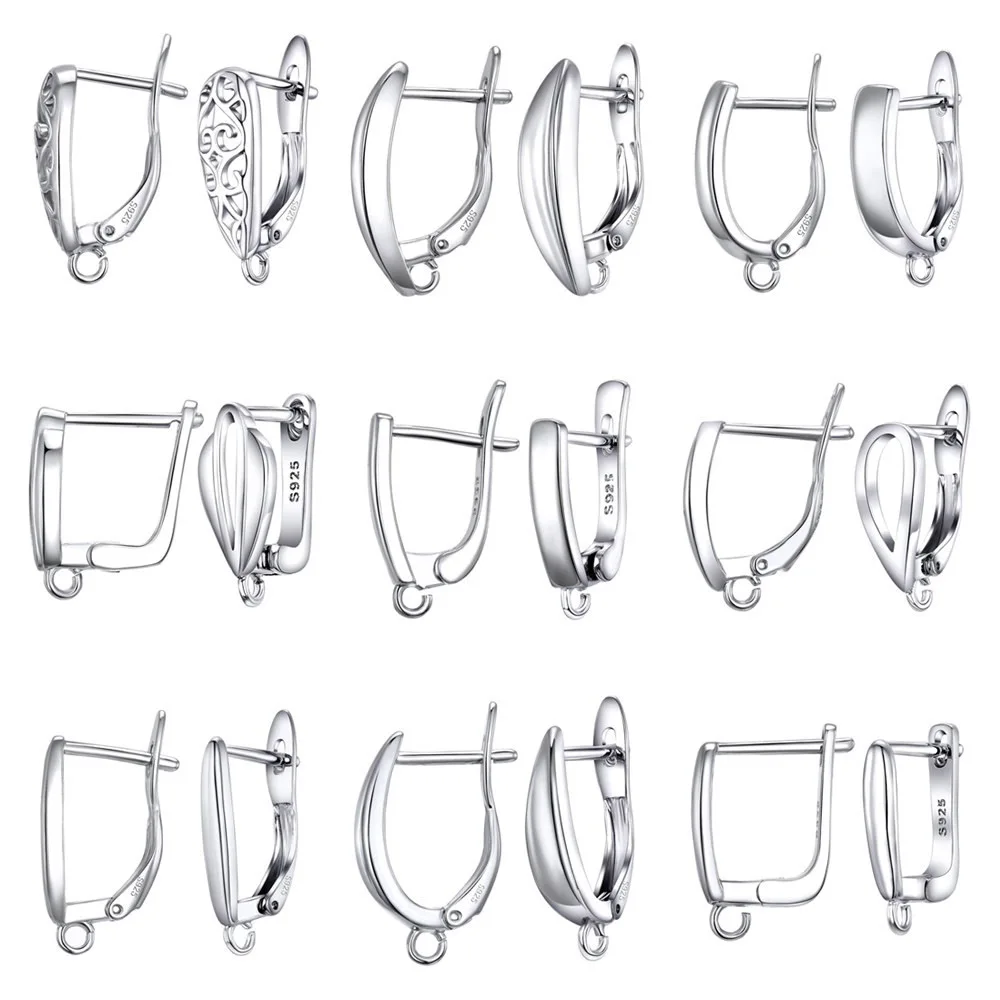 Pendientes de plata de ley 925 con diseño hueco, ganchos para las orejas, joyería, accesorios geométricos DIY