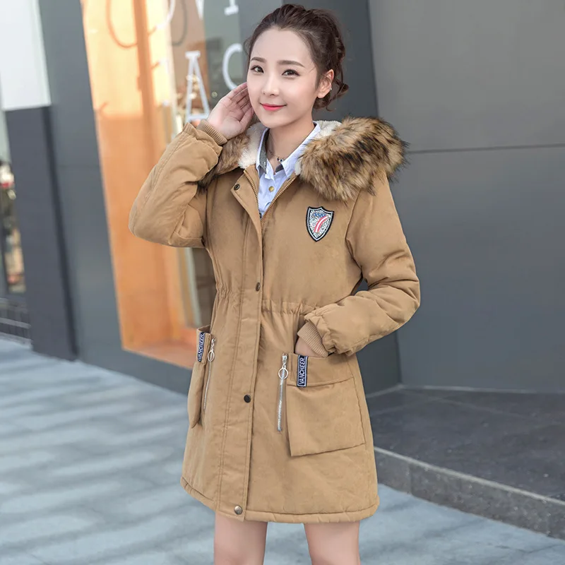 

Photo Shoot Winter New Style plus Velvet Cotton Coat Korean-style Slim Fit Women's Mid-length Large Size Thick Lamb's Wool Coat