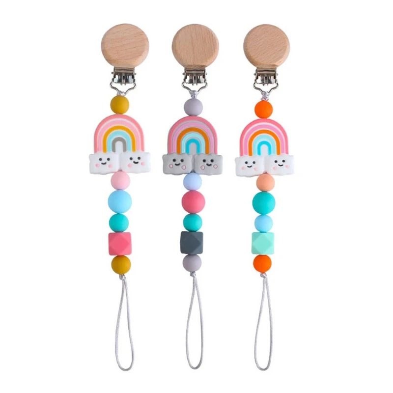 

Rainbow Pacifier Clip Colorful Pacifier Chain Baby Soother Chew Toy Dummy Clips K9FF