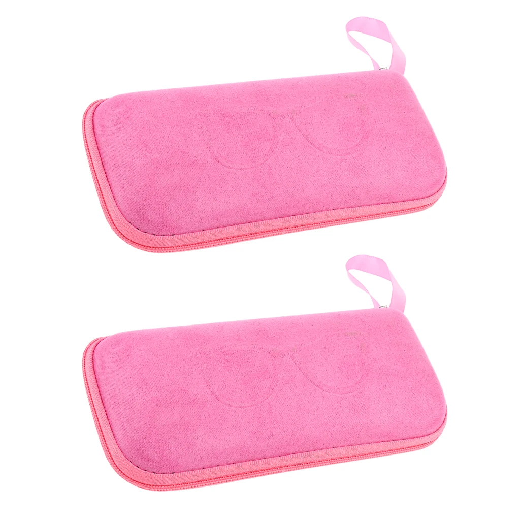 2 x Zipper Eyeglasses Hard Case Spectacles Glasses Box Holder Pouch Purple/Pink/Grayish Blue/Brown/Black/Dark Green