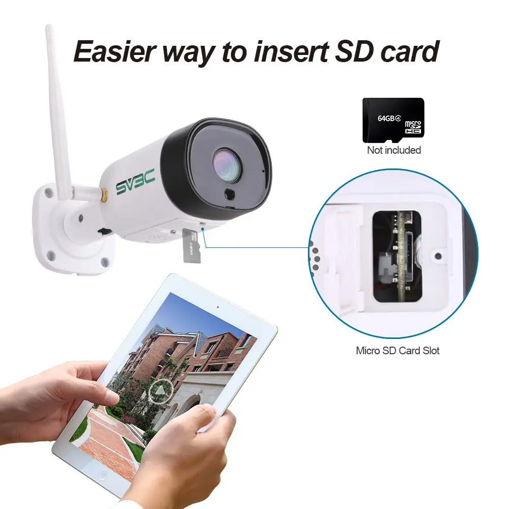 SV3C SV-B08W-HX HD 3MP водонепроницаемая Wi-Fi ip-камера для домашней безопасности ONVIF H.265 IR ночная версия Обнаружение движения двухстороннее аудио Eu штекер