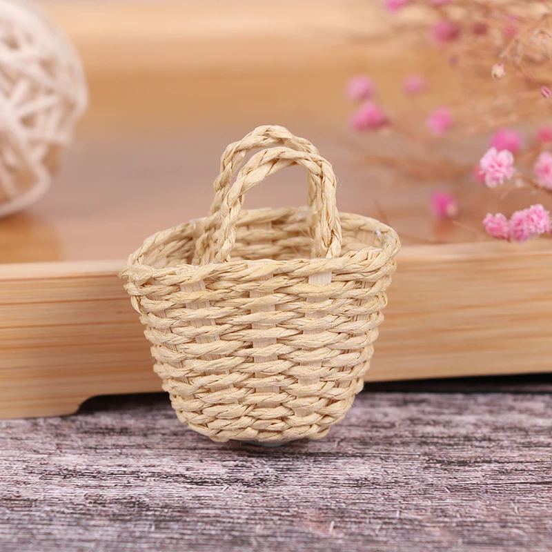 Storage Bags Doll House Miniature 1:12 Mini Rattan Basket with Handles Dollhouse Supply Decor for Kids DIY Dollhouse Dinning Room Kit 1.85x1.4 in TIANTIAN 6 Pack Mini Woven Baskets