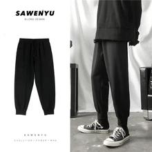 Зимние бархатные плотные штаны, мужские Модные однотонные повседневные штаны для бега, мужские уличные свободные брюки в стиле хип-хоп