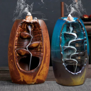 

Backflow Censer Smoking Flow Ceramic Incense Holder Decoration for Home Office J2Y