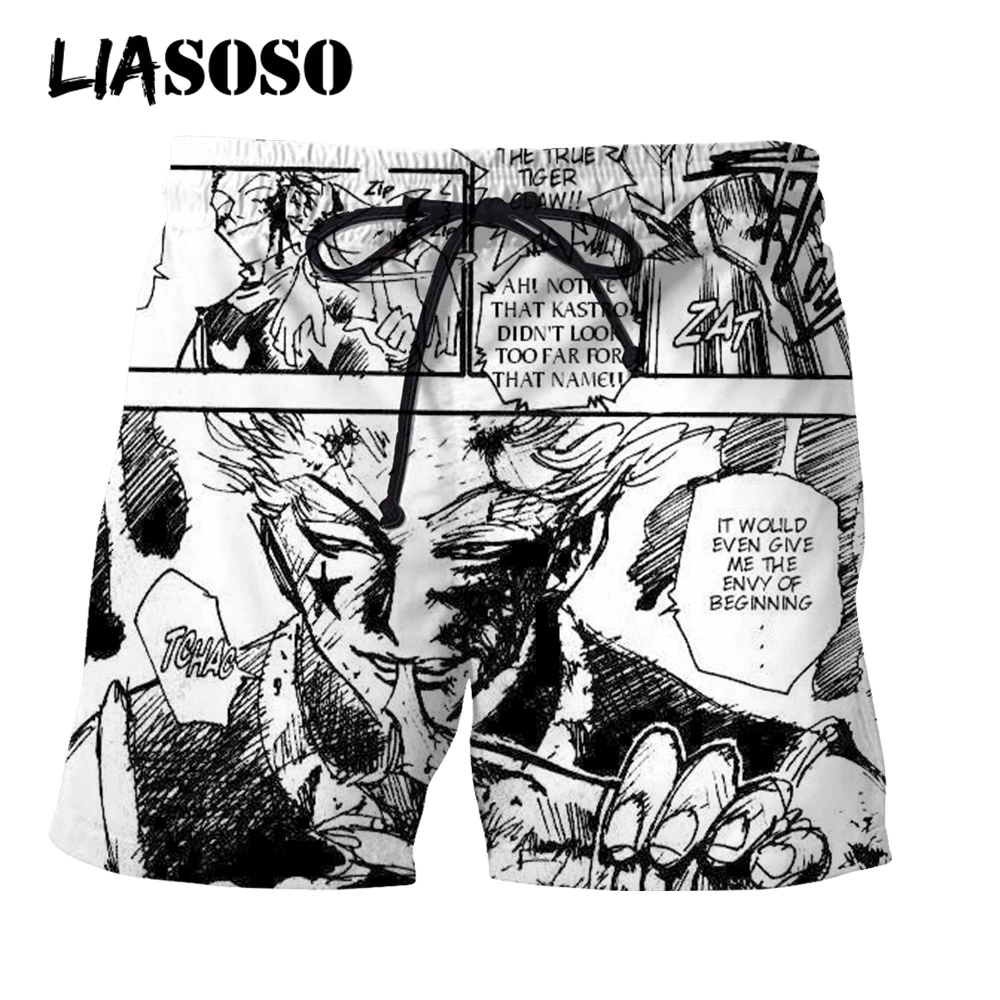 LIASOSO 3D Print Manga Hunter X Hunter Men's Shorts Manhwa Beach Casual Streetwear Boardshorts Gym Muscle Jogging Anime Trousers
