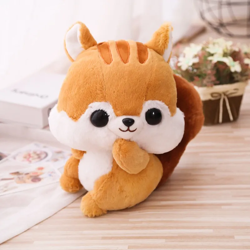 33 см 42 см супер милая белка с длинным хвостом мультфильм животных Kawaii Детская кукла детская игрушка - Цвет: Коричневый