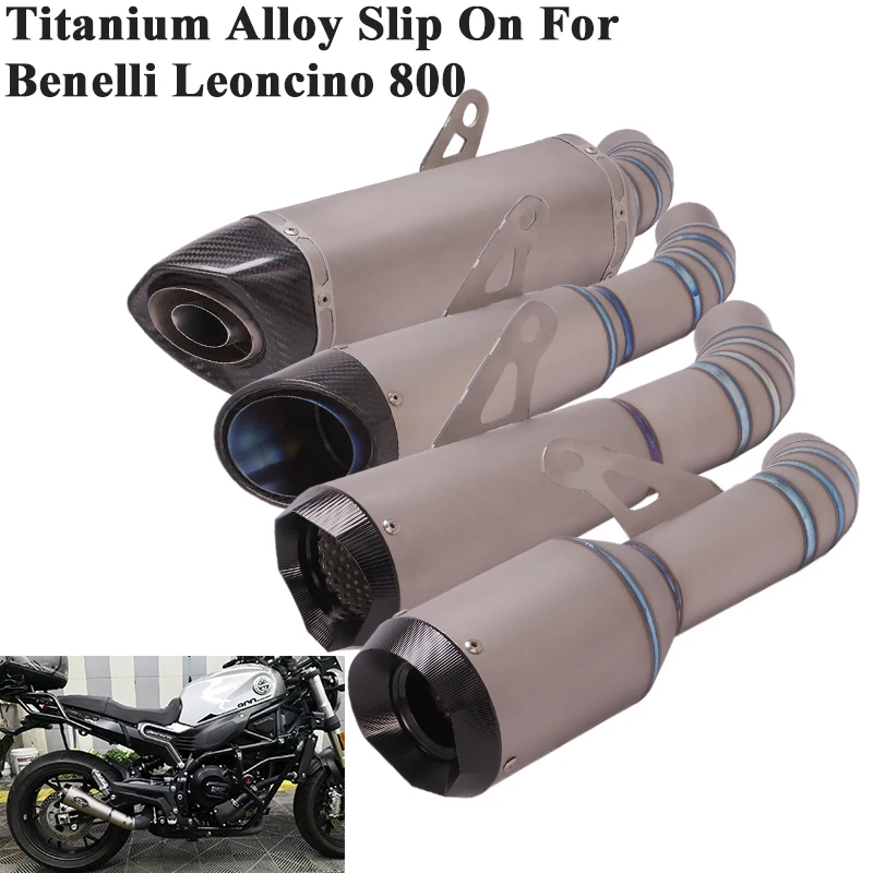 

Titanium Alloy Slip On For Benelli Leoncino 800 Motorcycle Exhaust System Escape Modified Carbon Fiber Muffler Mid Link Pipe CNC