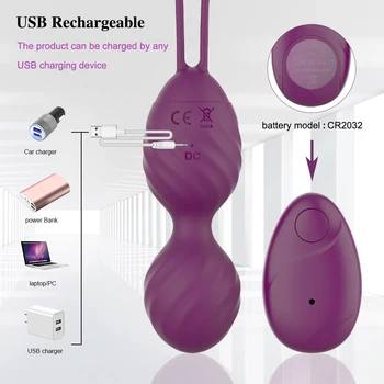 10 Speed Vaginal Tighten Exercise Vibrator Kegel Balls Ben wa ball G Spot Vibrator Egg Wireless Remote Control Sex Toy for Women 3