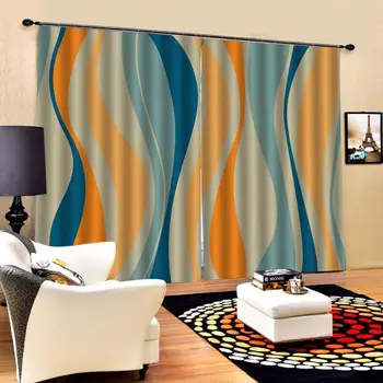 

color wave lines 3D Curtains For Living room Blackout Roaantic Wedding room Bedroom Window Curtain