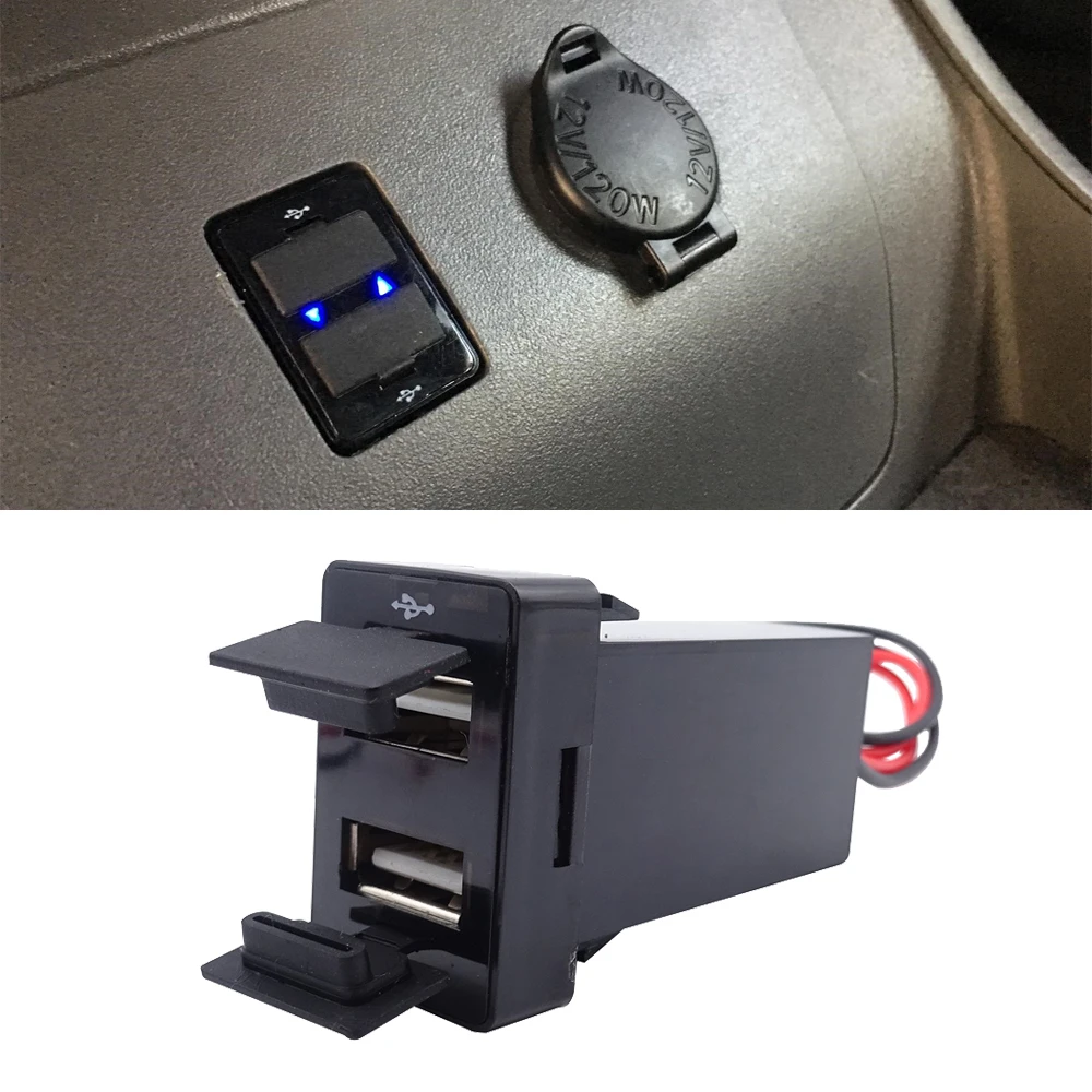 Wsen синий Подсветка Dual USB Мощность Зарядное устройство USB Интерфейс подходит для Toyota Yaris Highlander Tacoma Tundra 4runner RAV4 секвойи