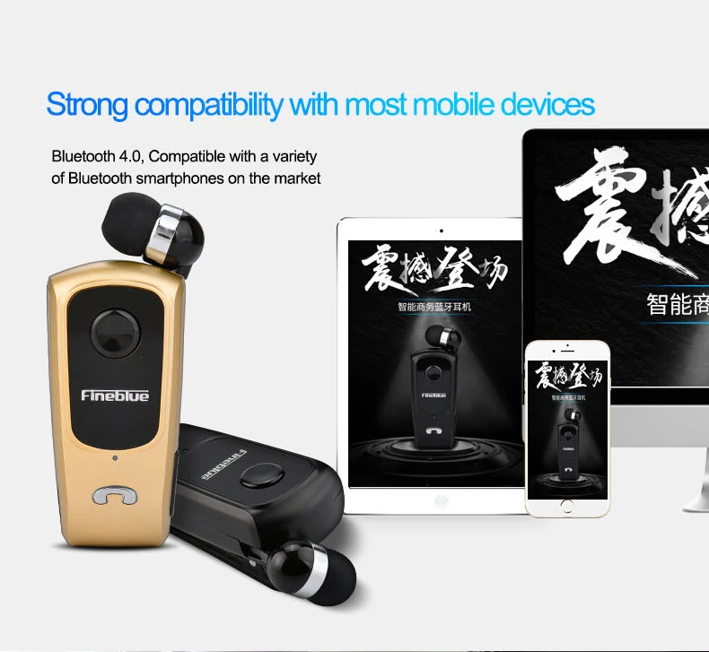 Mini Bluetooth Headset Remind Vibration Wear Clip Sports Running Earphone for Phone FineBlue F920