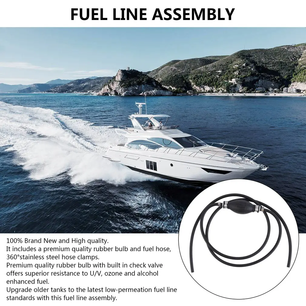 Universal 6mm Marine Outboard Boat Motor Fuel Gas Hose Line Assembly with Rubber Primer Bulb High Quality Wholesale