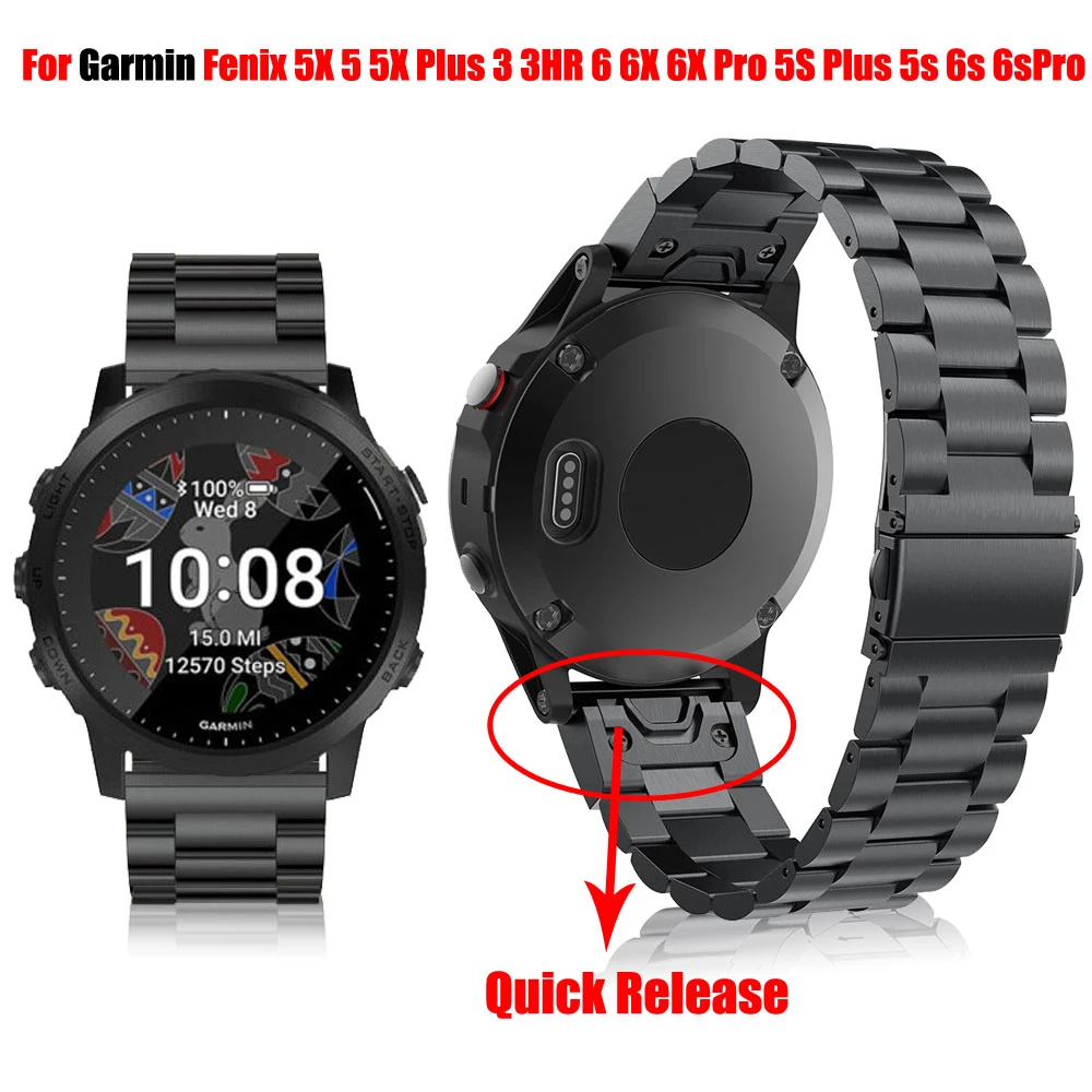 20 26 22MM Quick Release Watchband Strap For Garmin Fenix 6X Pro 5X 6 Steel Belt Wrist Band Fenix 6 Pro Forerunner 935 945 Watch