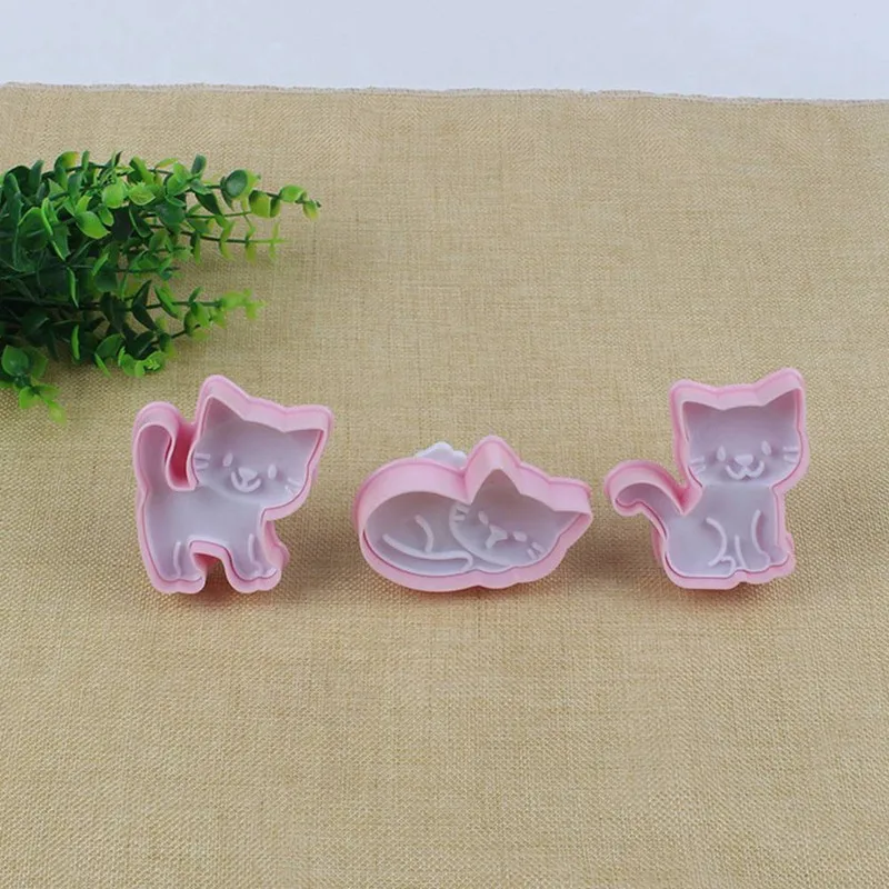 3 шт./компл. милый Кот формы для печенья Fondant(сахарная) резец печенья резак с изображением торта прессформы украшения Кухня DIY для выпечки