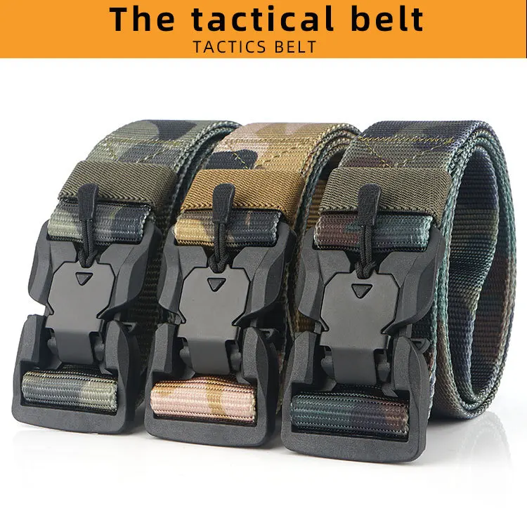 BOKADIAO военный армейский боевой мужской брезентовый ремень с магнитной пряжкой тактические ремни для мужчин нейлоновый наружный тренировочный пояс мужской ремень