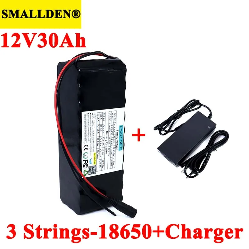 SMALLDEN 11 1 v 12V 30Ah 18650 Литий Батарея пакет 30000 мА/ч 500 Вт 800W для Шахтерская лампа батареи