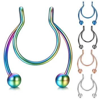 

1pcs Antler Shaped Fake Nose Ring Hoop Septum Rings Stainless Steel Nose Piercing Fake Piercing Oreja Pircing Jewelry