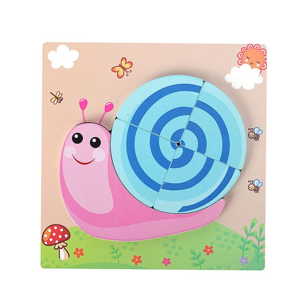 Early Educational Learning Wooden Puzzle Cartoon animal Manually Assemble Toy Games Jigsaw Baby Early funny gadgets #B