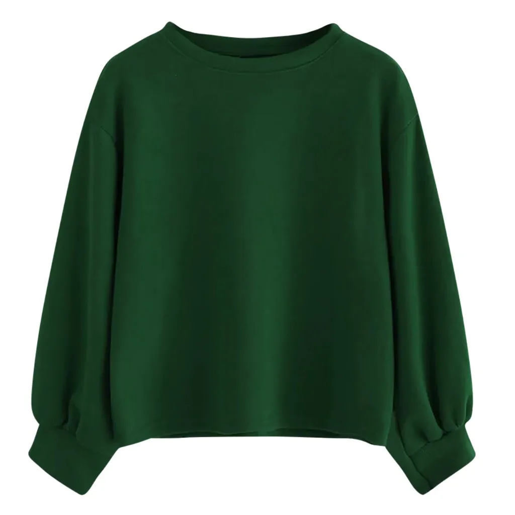 JAYCOSIN Fashion Women Casual Simple Solid Color O-Neck Sweatshirt Long Sleeve Comfortable Soft Blouse Loose Sweatershirt Tops