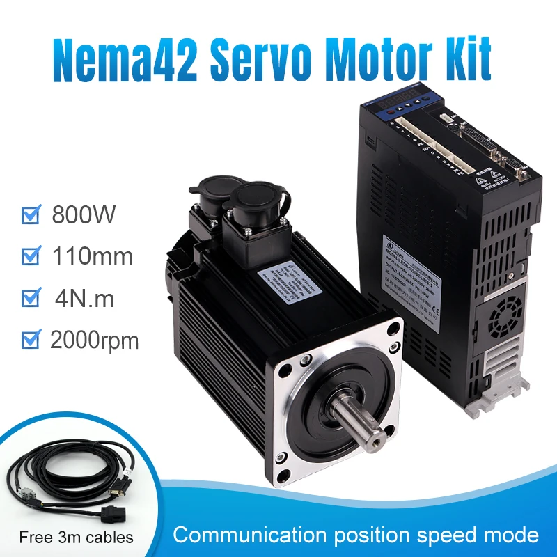 

110ST-M04030 220V 0.8KW AC Servo motor 2000RPM 4N.M. 800W servomotor 3-Phase ac drive permanent magnet Matched Servo Driver