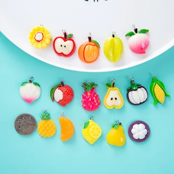 

Cute Resin Fruits Peach Oranges Litchi Charms For Earrings Necklace Findings Handmade Simulated Fruit Resin Charm Pendant Making