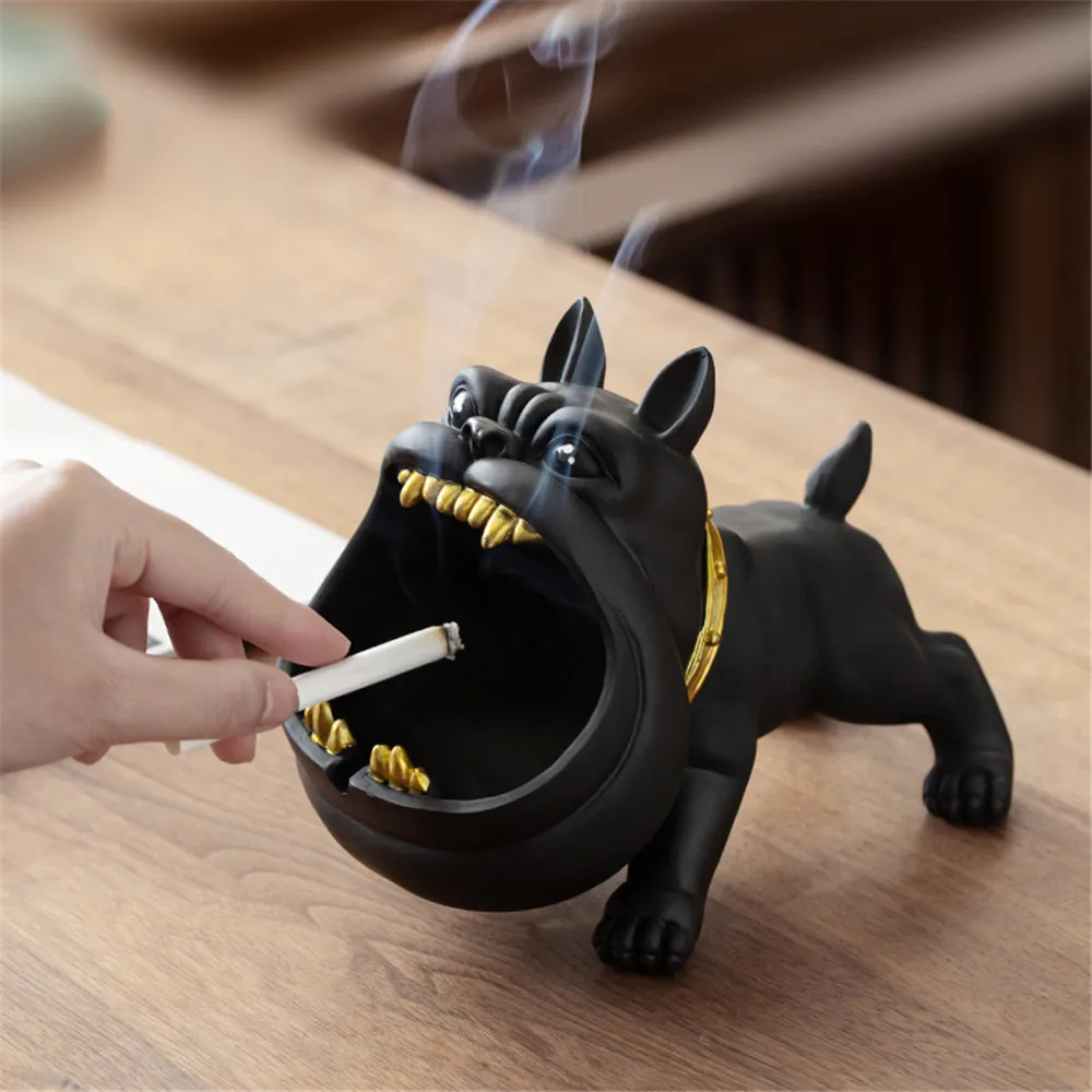 Ceramic Ashtray Dog Decorative Bulldog Animal Large Capacity Storage Box Crafts Ornaments Men Gift